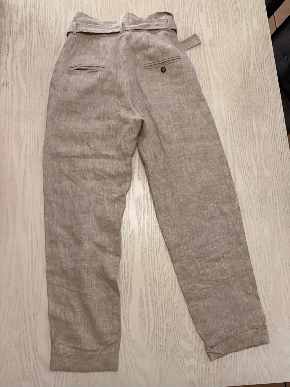 Reformation Natural-Tone Tie-Waist Linen Pants